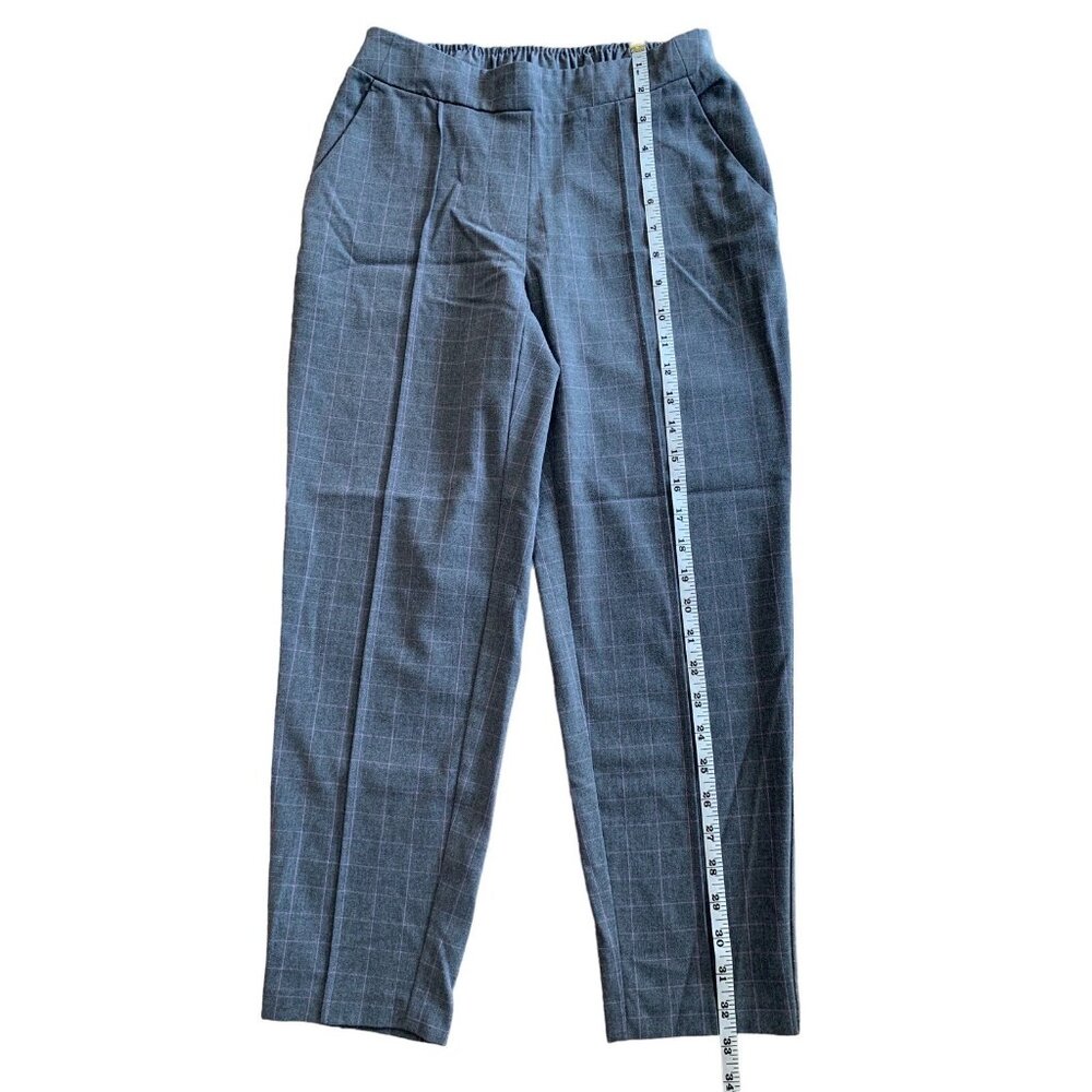 Nine West Petite Relaxed Crop Gray Plaid Dress Pants Elastic Waist & Pockets PXS - Picture 6 of 11